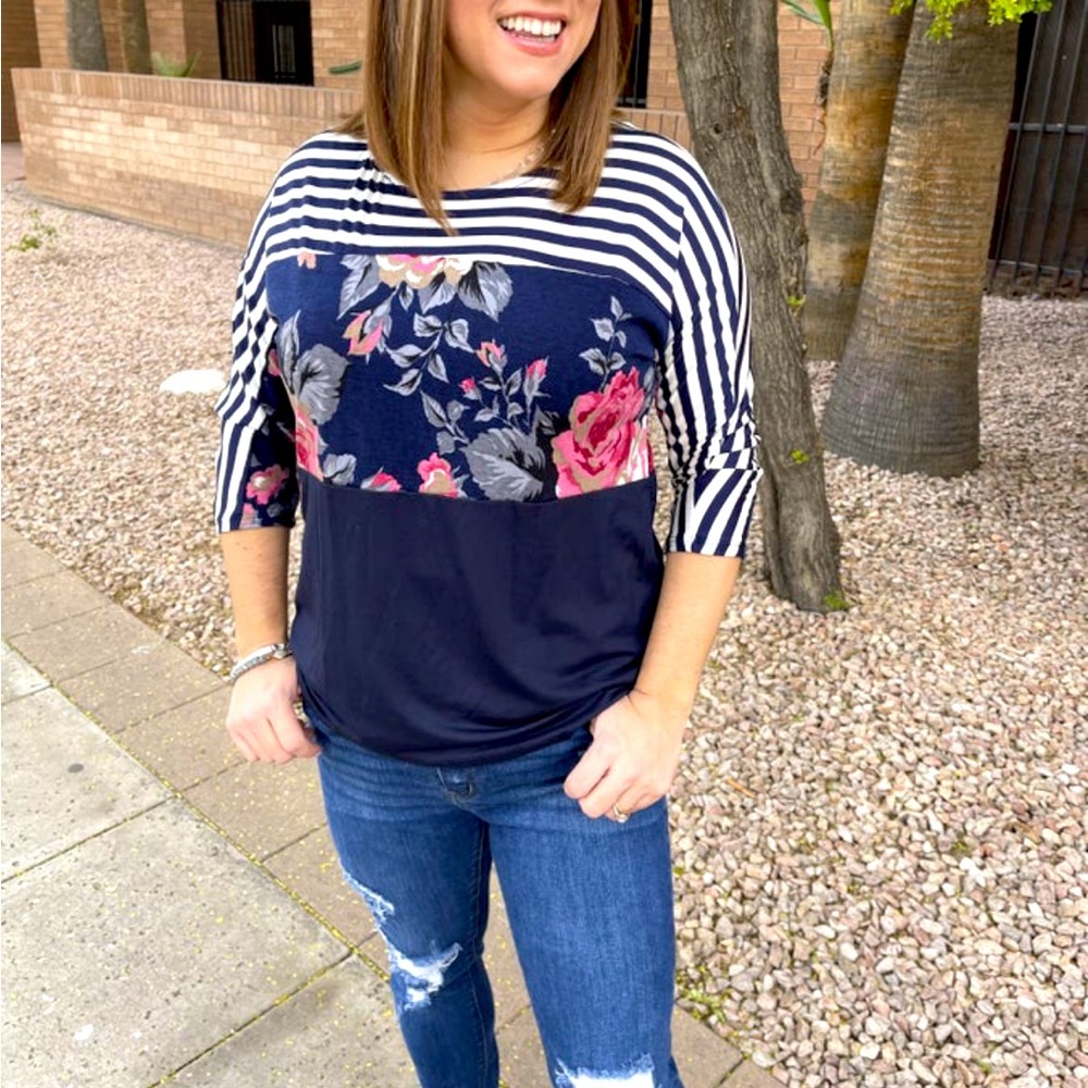 NWT Nydia Floral Striped Top. Sew In Love